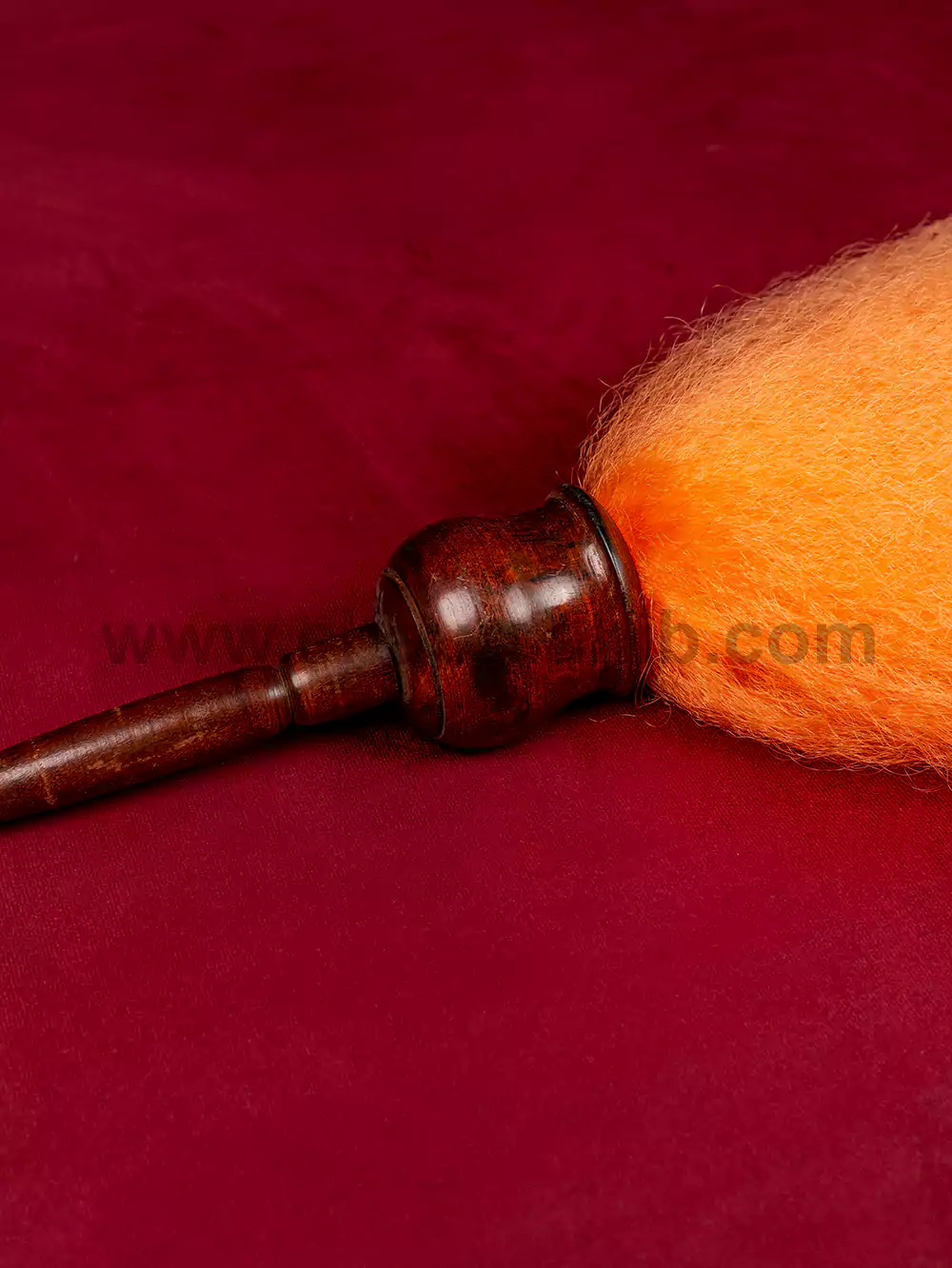 Royal & Premium Wooden Handle Chaur Sahib With Orange Nylon Hair
