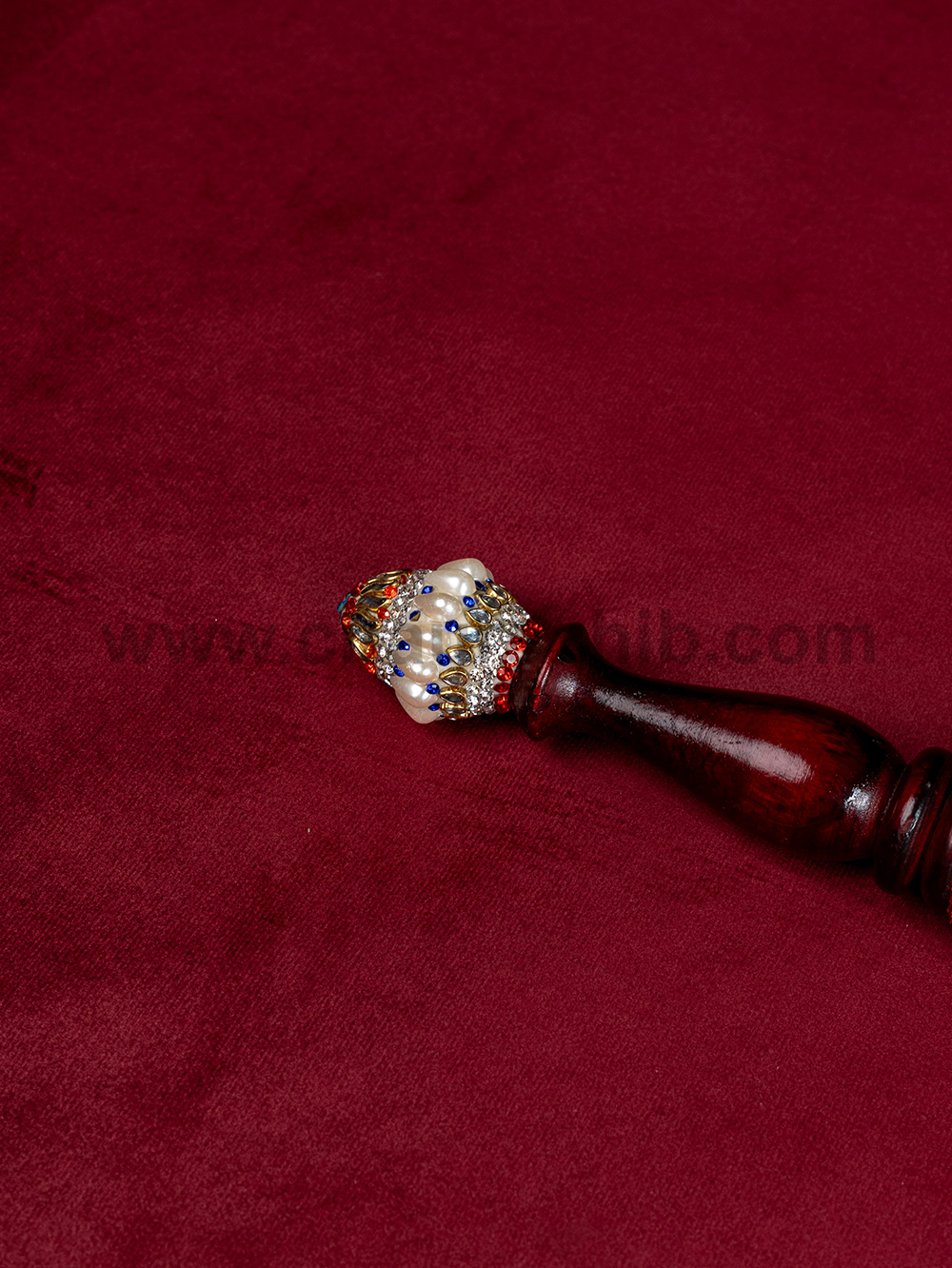 Royal & Premium Wooden Handle Stone Work Engraving Chaur Sahib With Original Yak Hair - Image 6